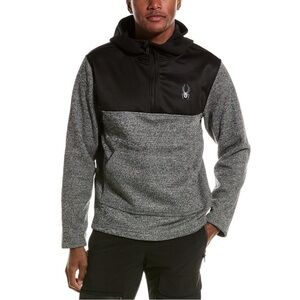 Spyder Men's Racer 1/4 Zip Pullover Hoodie Charcoal Heather